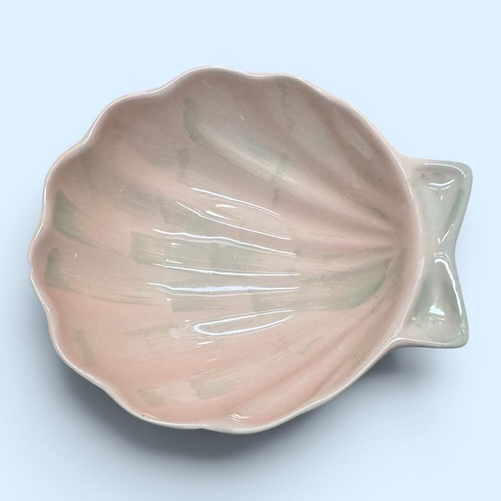 5 Vintage Knobler Japan Pink With Green Brushing Shell Shape Bowls